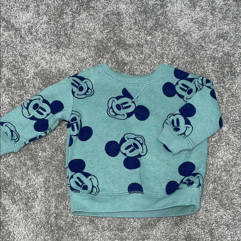 Newborn Baby Disney Teal Mickey Mouse Sweatshirt
